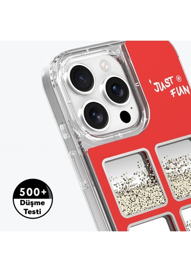 İphone Uyumlu 16 Pro Kılıf Aynalı Ve Boncuklu Tasarım Youngkit Spirit Serisi Kapak Kırmızı