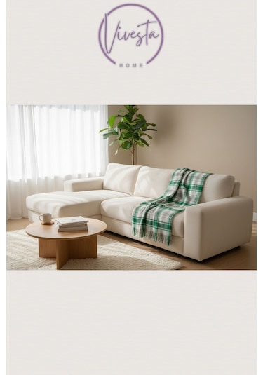 Yumuşacık Scotch Battaniye 150 200 Cm Sıcak, Şık Ve Konforlu Tasarım Yeşil - Beyaz