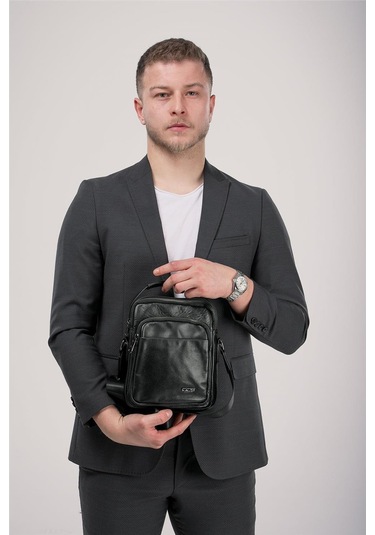 Ççs 31591 Hakiki Deri Askılı Çanta Siyah
