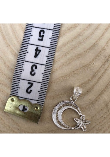 Doğan Silver 925 Ayar Gümüş Telkari El Işi Ay Yıldız Model Kolye