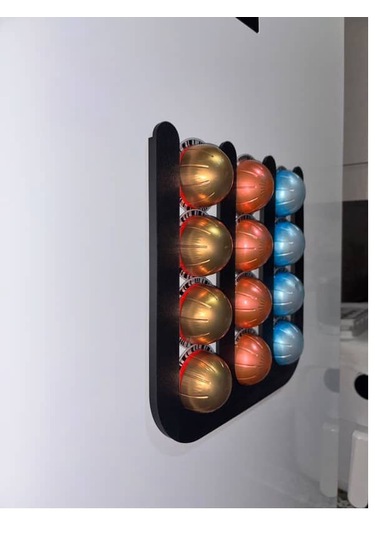İhtiyacın3d Nespresso Vertuo Kapsül Düzenleyici Mıknatıslı 12 Li Kahve Kapsül Standı 24x24 Cm Siyah