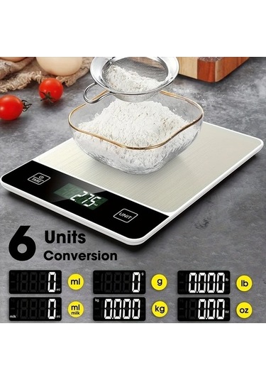 Fastbuy Wangxi Siyah Mutfak Terazisi - 01g Hassasiyet, 6 Birim Doğruluk, Paslanmaz Çelik Siyah