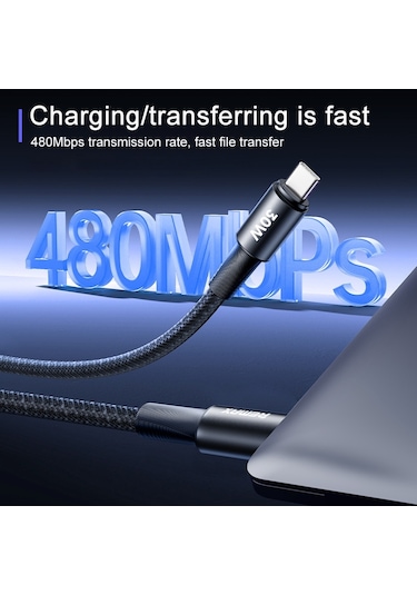 Remax Rc-c100 1.2m 30w Tip-c Tip-c Hızlı Şarj Örgülü Veri Kablosu Siyah