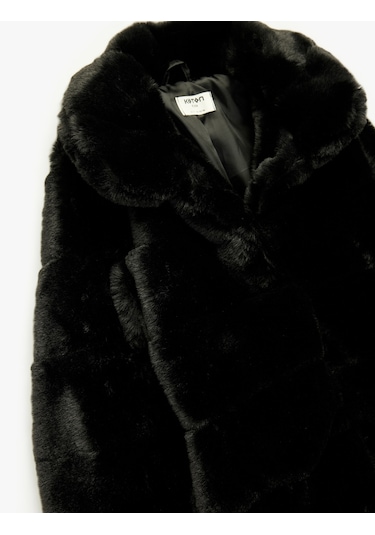 Koton Uzun Kollu Cep Detaylı Bebe Yaka Suni Kürk Kaban Siyah 6wkg20042aw Siyah