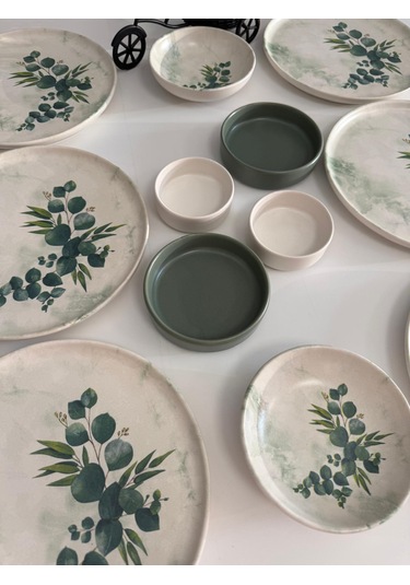 Takım Kahvaltı Okaliptus 12 Parça 6 Kişilik Mat Yeşil