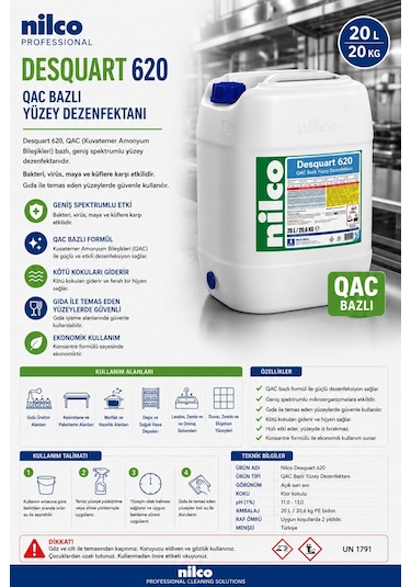 Nilco Desquart 620 20 Lt / 20 Kg Qac Bazlı Yüzey Dezenfektanı