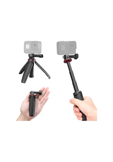 Mini Genişletilebilir Masaüstü Tripod Elde Taşınabilir Aksiyon Kamerası Vlog Selfie Çubuğu Braketi Gopro Hero 9/8/7/6/5 İçin Yedek Siyah