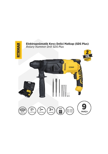 Rtrmax RTM2290 Elektropnömatik Sds Plus Kırıcı ve Delici 1050 W 3.0 Jul 26 mm