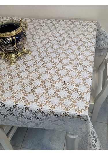 Ithal Pvc Muşamba - Desenli Silinebilir Masa Örtüsü 07nl10d Beyaz