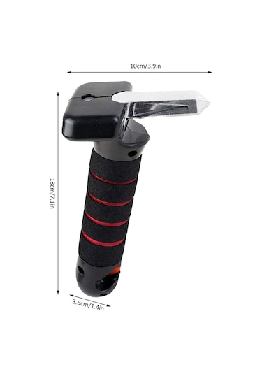 Moveevo Araç Kapısı Tutamaklı Kurtarma Çekiçi 3'ü 1 Arada: Sağlama, Pencere Kırma Ve El Feneri Kırmızı-siyah