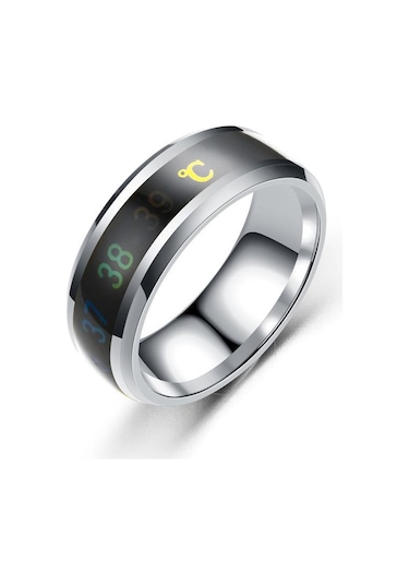 Gümüş Sıcaklık Halkası Titanyum Çelik Ruh Hali Duygu Duygu Akıllı Sıcaklık Duyarlı Yüzükler Kadın Erkek Su Geçirmez Takı 8 Gümüş