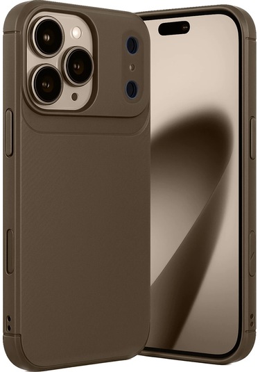 İphone Uyumlu 17 Pro Kılıf Focus Carbon Silikon Kapak Kahverengi