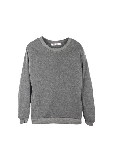 Dolıty Uzun Kollu Bisiklet Yaka Kazak Unisex Kapşonlu Polar Gri