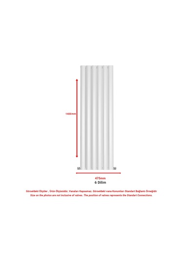 1400x475mm Lilac Dikey Beyaz Alüminyum Radyatör