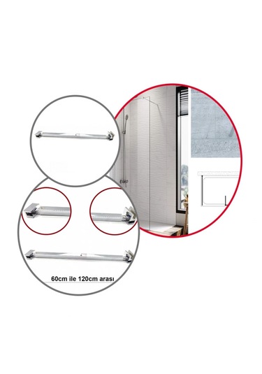 Duşakabin Cam Kabin Teleskopik Cam Gergi 60cm-120cm Krom