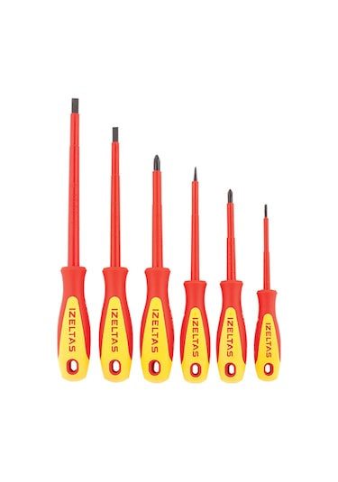 İzeltaş 4140009106 1000 V İzoleli Elektrikçi Tornavida Seti 6 Parça