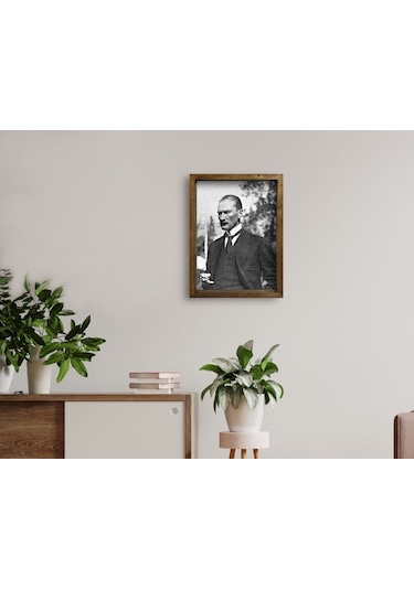 Bk Home Atatürk Tasarımlı Doğal Masif Ahşap Çerçeveli Tablo 45X65 (551057803)