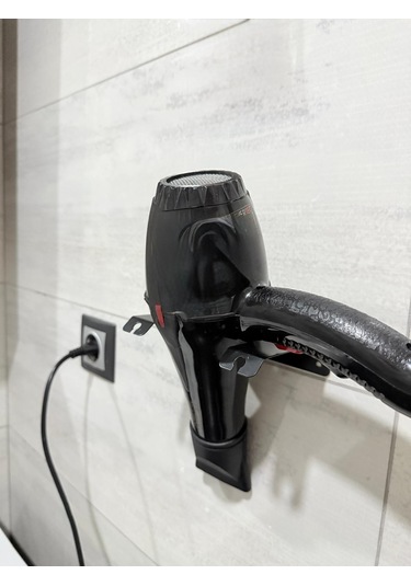 Saç Kurutma Makinesi Askısı Fön Makinesi Askısı Dekoratif Askı Me Siyah