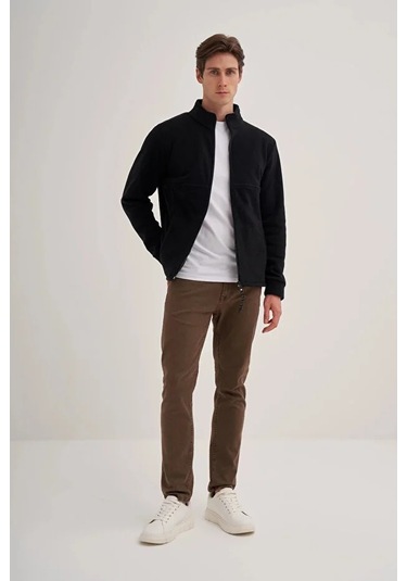 Caz 5127 Dik Yk. Polar Sweat Hırka Siyah Siyah