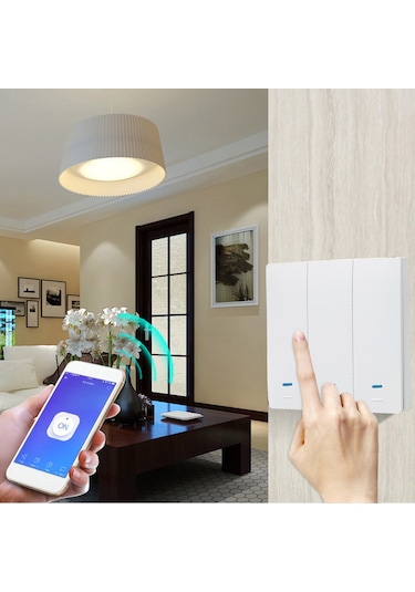 Wi-fi Akıllı Anahtar Işık Anahtarı Basmalı Düğme Ses Kontrolü Uzaktan Kumanda Dokunmatik Kontrol Nötr Kabloya İh-siyah