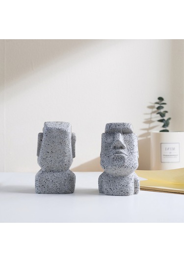 Neevoyu Easter Island Heykeli Desenli Reçine Gözlük Tutucu Ve Ev Dekorasyonu - Sanatsal, Hafif, Çok Amaçlı Masaüstü/perde Üstü Süs Eşyası