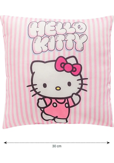 Pembe Hello Kitty Figürlü Kırlent 30x30 Cm