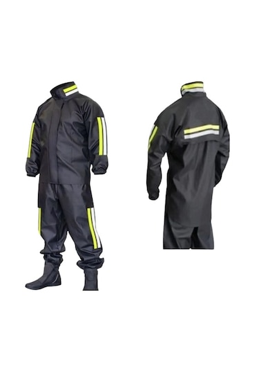 Motosiklet Alt-Üst Pvc Yağmurluk Takım Siyah - Neon Yeşil