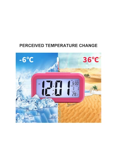 Lcd Işıklı Sensörlü Termometreli Alarmlı Dijital Masa Saati + Pil (253622563)