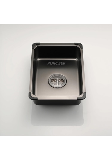 Puroser Teknolojik Mutfak Eviye Seti Siyah Krom Evye Şelale Evye 3 Fonksiyonlu Bataryası Dahil