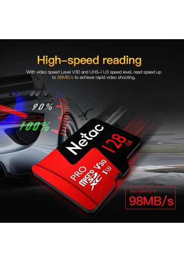 Sones Netac P500 Pro 128gb U3 Hız Seviyesi Otomobil Veri Kaydedici Monitör Kamera Hafıza Kartı Tf Kartı