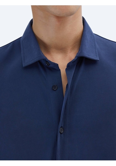 Kip İndigo Düz Regular Fit Casual Gömlek İndigo