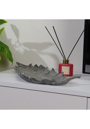 Evidea Deco Moena Dekoratif Tabak - Gümüş - 44x19 Cm