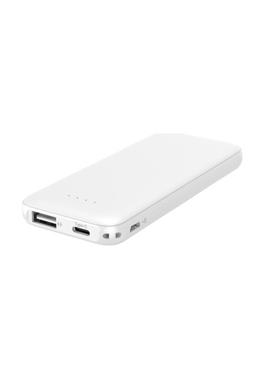Thin 5b Slim Ultra İnce 5000mah Powerbank Taşınabilir Şarj Cijhazı Type-c / Usb / Total Output 2.1a Max Beyaz BEYAZ