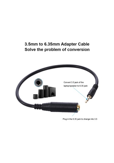 Wezone 3.5mm Erkekden 6.35mm Dişeye Ses Dönüştürücü Kablosu - Mikrofon, Kulaklık, Hoparlör İçin Uyumlu 35cm Ses Bağlantı Adaptörü