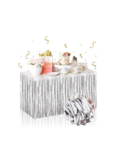 Gümüş Metalize Masa Eteği 275x75 Cm - Kendinden Yapışkanlı Diğer