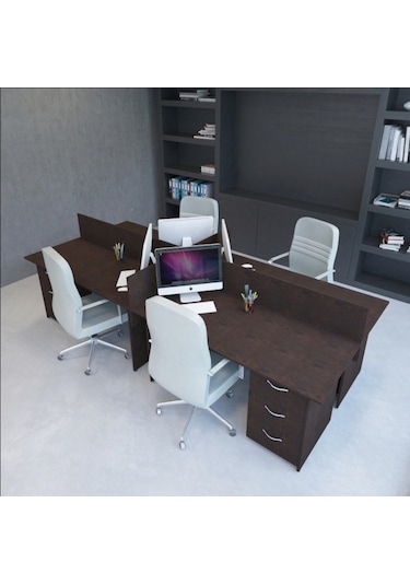 Burovena Vena Nil Workstation Dörtlü Çalışma Masa 320Cm X 140Cm X 115H