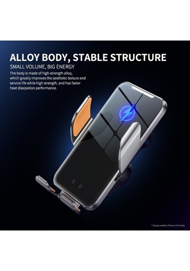 C9 Araç Kablosuz Şarj Cihazı Telefon Tutucu Kızılötesi Otomatik Sıkıştırma Metal Telefon Montajlı