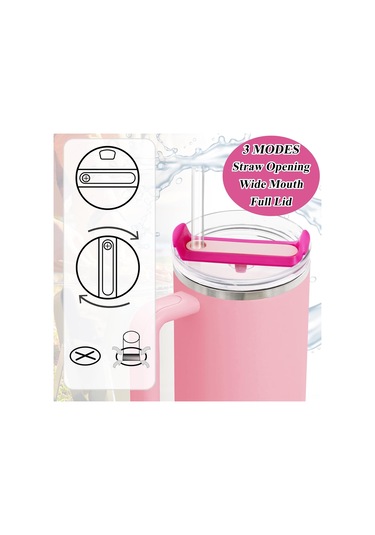 Yuntech01 Quencher 2.0 40 Oz Için Silikon Damlacık Önleyici Kapak, 3 Modlu Döner Kapağı Çeşme Açık, Geniş Açık, Tam Kapak , Bpa-sız, 2 Adet, Pembe Gül Kırmızı