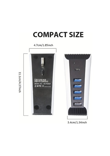 Xuweiwei Ps5 Hub Usb Yuksek Hizli Docking Istasyonu 2 Adet 4 Usb Port 1 Sarj Portu 1 Type C Uyumlu
