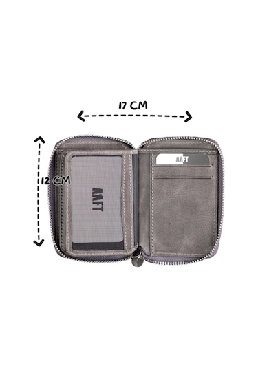 Mft Leather Hakiki Deri Unisex Fermuarlı Cüzdan Lotus 1616 Tiguan Antrasit
