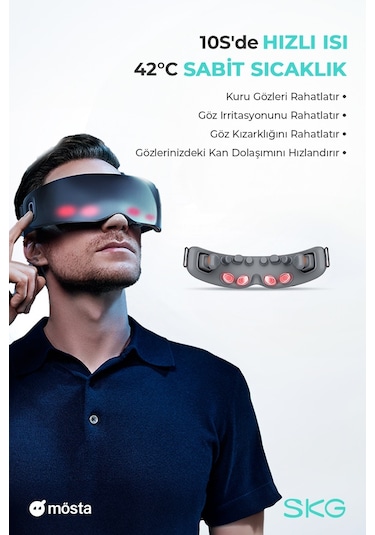 Skg E7-En Taşınabilir Akıllı Göz Masaj Aleti, Geleneksel Shiatsu, Altıncı Çakra Aktivasyonu, Şakak-Göz Çevresi Siyah