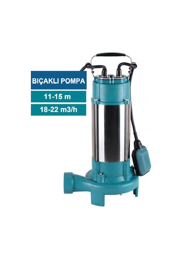 Yvd1100sf 1.5 Hp Açık Vortex Fanlı Flatörlü Temiz Kirli Atık Su Dalgıç Drenaj Pompası