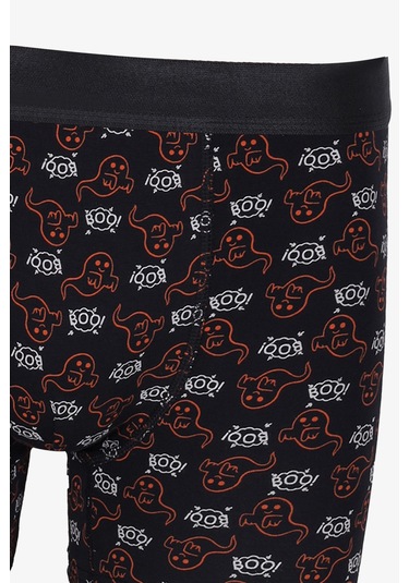 Erkek Tekli Desenli Pamuklu Boxer 9175 Siyah - Beyaz