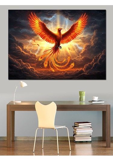 Yükselen Anka Kuşu Dekoratif Kanvas - Mdf Ahşap Tablo