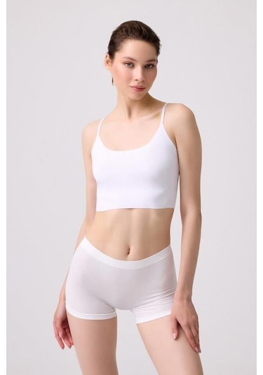 Cottonhill Premium - Kadın Beyaz Ultra-rahat Seamless Boxer Beyaz