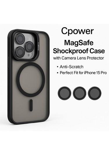 İphone 15 Pro Kılıfı, Kaliteli Kamera Lens Koruyucu Dahil, Magsafe Uyumlu Darbe Dayanaklı, 3 Renk Siyah