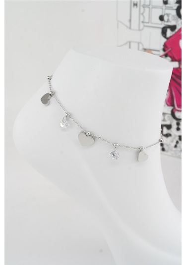 Kadın 316 L Kararmaz Anti Alerjenik Çelik Halhal Zy00025 - Gümüş