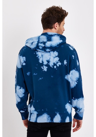 Jahr Marc Oversize Mavi Batik Yıkamalı Sweatshirt Mavi