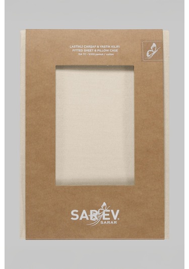 Sarev New Slow City Ekru %100 Pamuk Tek Kişilik Lastikli Çarşaf Seti Ekru