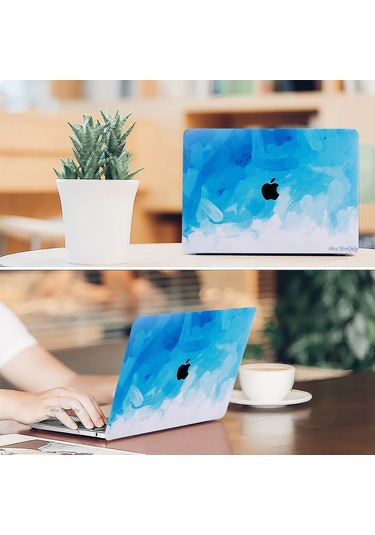 Macbook Air Kılıf 13 İnç Paint02 Eski Usb'li Model 2010-2017 A1369 A1466 İle Uyumlu MAVİ